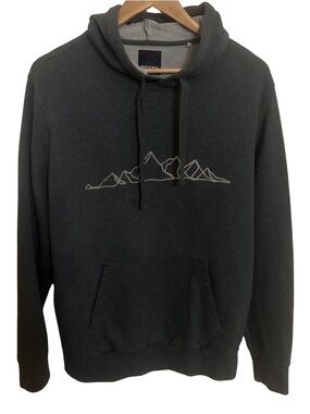 prAna Hoodie Mens M‎ Green Mountain Graphic Organic Cotton Pullover